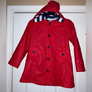 Hatley Red Raincoat with Striped lining  kid size 8
